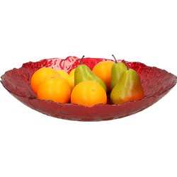 Decoratie schaal/fruitschaal van glas rood rond D40 x H7 cm - Schalen