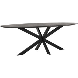 DTP Home Dining table Shape oval BLACK,78x240x110 cm, recycled teakwood