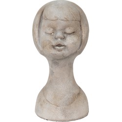Clayre & Eef Decoratie Buste Meisje 12*11*24 cm Beige Steen Decoratief Figuur Decoratieve Accessoires Woonaccessoires