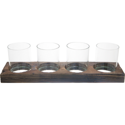 Set van 4 theelichthouders van transparant en bruin glas H14