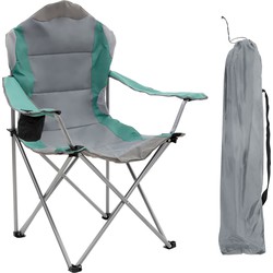Opvouwbare campingstoel grijs-turquoise opvouwbare visstoel met bekerhouder & draagtas