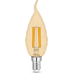 E14 kaarslamp LED filament Atlas Twisted Gold 4,5 Watt BA35, dimbaar (vervangt 30W)