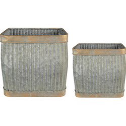 Clayre & Eef Planthouder  38x27x39 cm Grijs Groen Metaal Rechthoek Bloempot