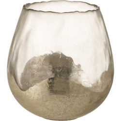 J-line - Theelichthouder Zoe Rond Glas Goud Medium - 18x18x18cm