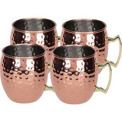 Excellent Houseware Moscow Mule bekers - 4x - RVS - koperkleurig - 500 ml - cocktailglazen - Cocktailglazen