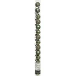 14x stuks kleine kunststof kerstballen mos groen 3 cm - Kerstbal