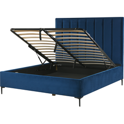 Beliani SEZANNE - Tweepersoonsbed-Blauw-Fluweel