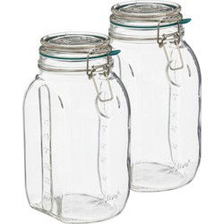5Five Weckpot/inmaakpot Jarro - 2x - 2L - glas - beugelsluiting - D15 x H22 cm - Weckpotten