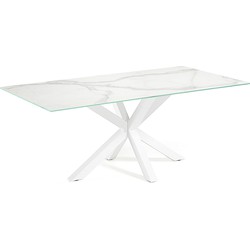 Kave Home - Argo tafel afgewerkt in Kalos wit porselein en stalen poten met witte afwerking 160 x 90 c