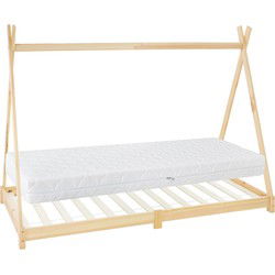 Kinderbed Tipi 90x200 cm van grenenhout incl. matras H-16cm houten bed met lattenbodem ML design