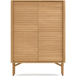 Kave Home - Lenon hoog dressoir met 4 deuren massief hout en eiken fineer 104,5x144 cm FSC MIX Credit