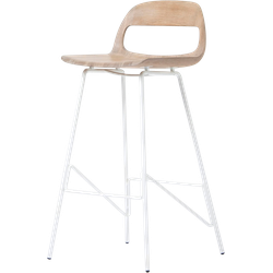 Leina bar chair - barkruk met houten zitting en wit onderstel - 75 cm