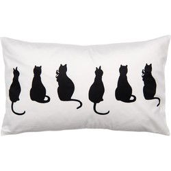 Clayre & Eef Kussenhoes Wit Zwart Polyester Katten