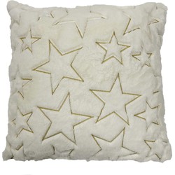 Textino STELLA - Kussenhoes 45x45 cm - kerstkussen met gouden sterren - Snow white - wit - Textino