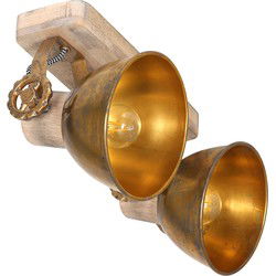 Mexlite - spot - Gearwood - brons - metaal rubber wood - opbouwspot - E27 - 7969BR