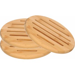 3x Houten ronde onderzetters voor pannen/schalen 20 cm - Panonderzetters