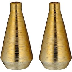 Set van 2x stuks ronde bloemenvaas goud van keramiek 28 cm - Vazen