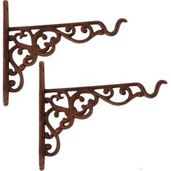 Esschert Muurhaak sierkrullen - 2x - plantenpot - gietijzer - 20 cm - Plantenbakhaken