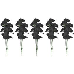 Bosje met 6 zwarte rozen - 5x - halloween - 37 cm - Heksen - Kunstbloemen