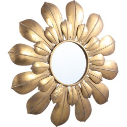 PTMD Merdi Gold metal mirror double leaf frame round