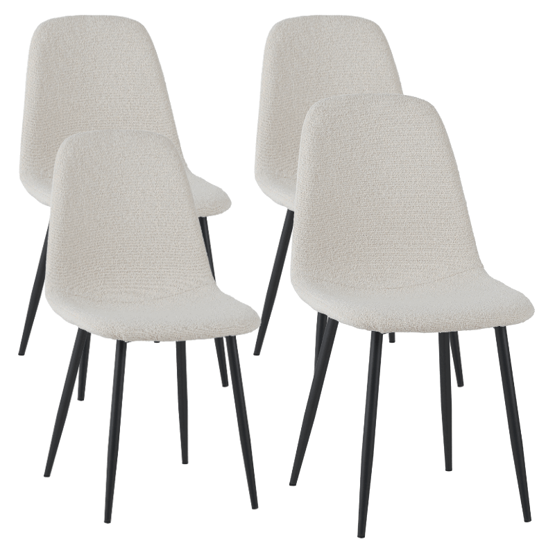 Set van 4 Scandinavische Eetkamerstoelen Crème Bouclé Stof Swift - Zonder Armleuningen - 