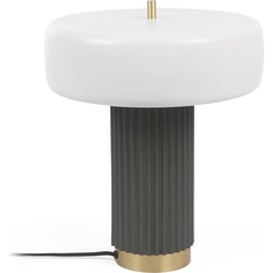 Kave Home - Metalen tafellamp Serenella met een wit-groene afwerking.