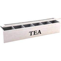 Svenska Living Theedoos - wit - bamboe -glazen deksel - 6-vaks -43 cm - Theedozen