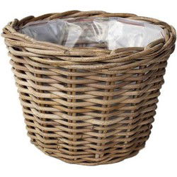 Rotan Bloembak Grey - diameter 25x18 cm