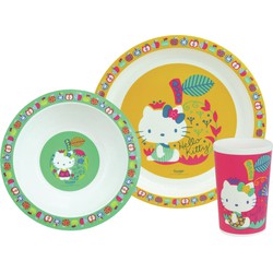 Kinder ontbijt set Hello Kitty 3-delig van kunststof - Serviessets