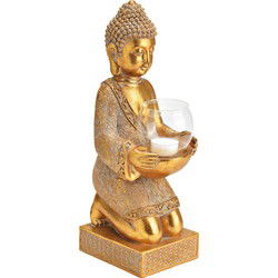 Kaarsenhouder Boeddha van poly goud (B/H/D) 13x37x14cm