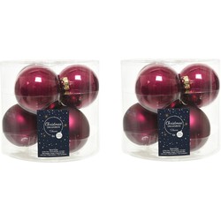 12x stuks glazen kerstballen framboos roze (magnolia) 8 cm mat/glans - Kerstbal