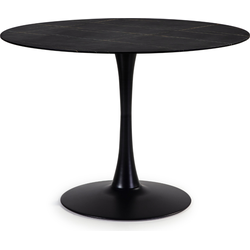 Ronde tafel met glazen blad in marmerlook L110 cm - ADA