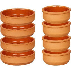 Set 10x tapas/creme brulee schaaltjes - terra/bruin - 6x 8 cm/4x 16 cm - Snack en tapasschalen