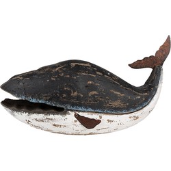 Clayre & Eef Decoratie Beeld Walvis 23 cm Zwart Wit Hout