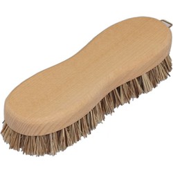 Schrobborstel van hout met fiber/palmvezel luiwagen/8-vorm bruin - Schrobborstels