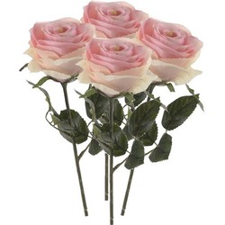 4 x Kunstbloemen steelbloem licht roze roos Simone 45 cm - Kunstbloemen