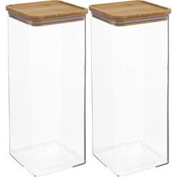5Five - 2x - Keuken voorraadpot - Berlino - kunststof/bamboe - 2000 ml - Voorraadpot
