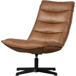 WOOOD Nika Draaifauteuil - Leerlook - Cognac - 92x65x92