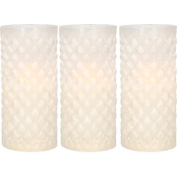 3x stuks luxe led kaarsen in glas D7,5 x H15 cm - LED kaarsen
