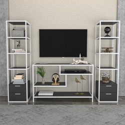 TV Meubel Set Robbins White Wit Antraciet Melamine 198x160x39 cm