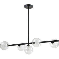 QUVIO Hanglamp met glazen bollen - Metaal - Glas - Zwart