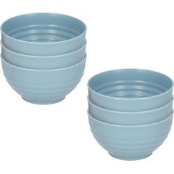 Plasticforte Kommetjes/schaaltjes - 6x - Dessert/ontbijt - Kunststof - D13 x 7 cm - ijsblauw - Kommetjes