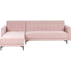 Beliani ABERDEEN - Hoekbank-Roze-Fluweel