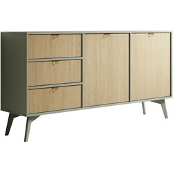 Meubella Dressoir Essence - Groen - Licht eiken - 158 cm