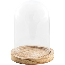 Chaks Decoratie stolp - glas - houten plateau - D10 x H13,5 cm - Decoratieve stolpen