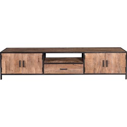 Livingfurn - TV Meubel Sturdy 220 cm - Mangohout / Gecoat Staal