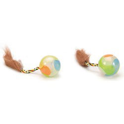 Plastic glow kattenbal 2 stuks ass 4,5x18