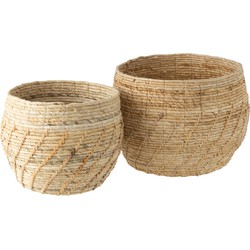 J-line - Set Van Twee Manden Raffael Rond Raffia Naturel - 46x46x34cm