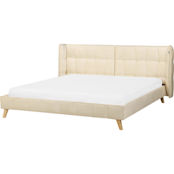 SENLIS  - Tweepersoonsbed - Lichtbeige - 180 x 200 cm - Fluweel