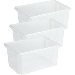 Sunware opslagbox - 3x - kunststof - 51L - transparant - 59x39x29 cm - Opbergbox